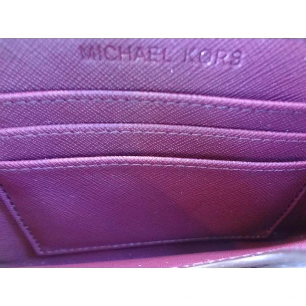 Michael Kors Jet Set Travel Clutch Plum Paisley Print Zip Around Wristlet Wallet - Picture 9 of 12